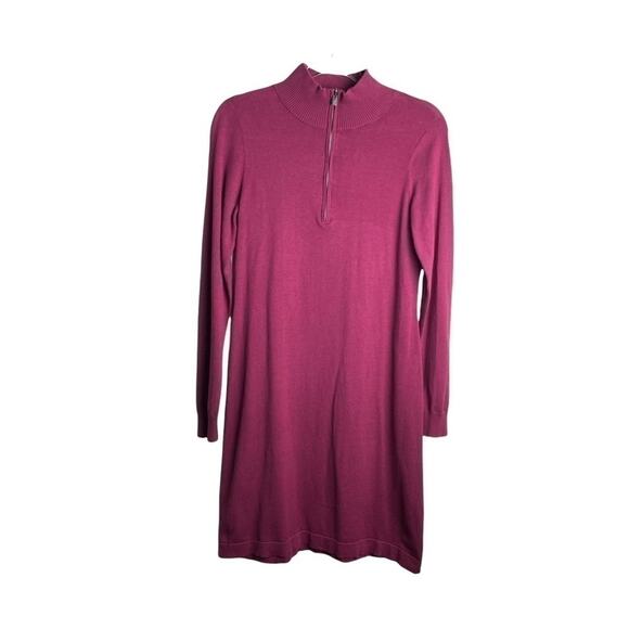 Tommy Bahama Women’s Burgundy Quarter Zip High Neck Merlot Sweater Dress SizeS/P - Picture 2 of 8